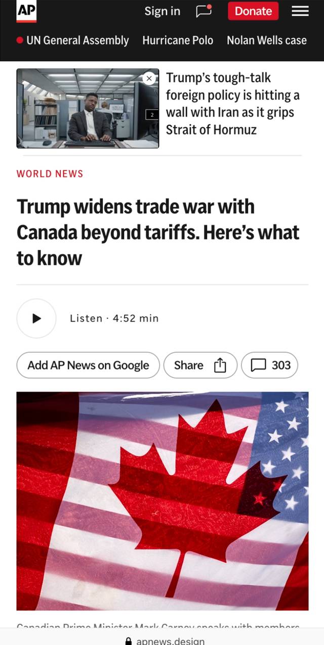Natural Pause Scroll prototype on mobile, Primis docked under the nav, lead media after the headline